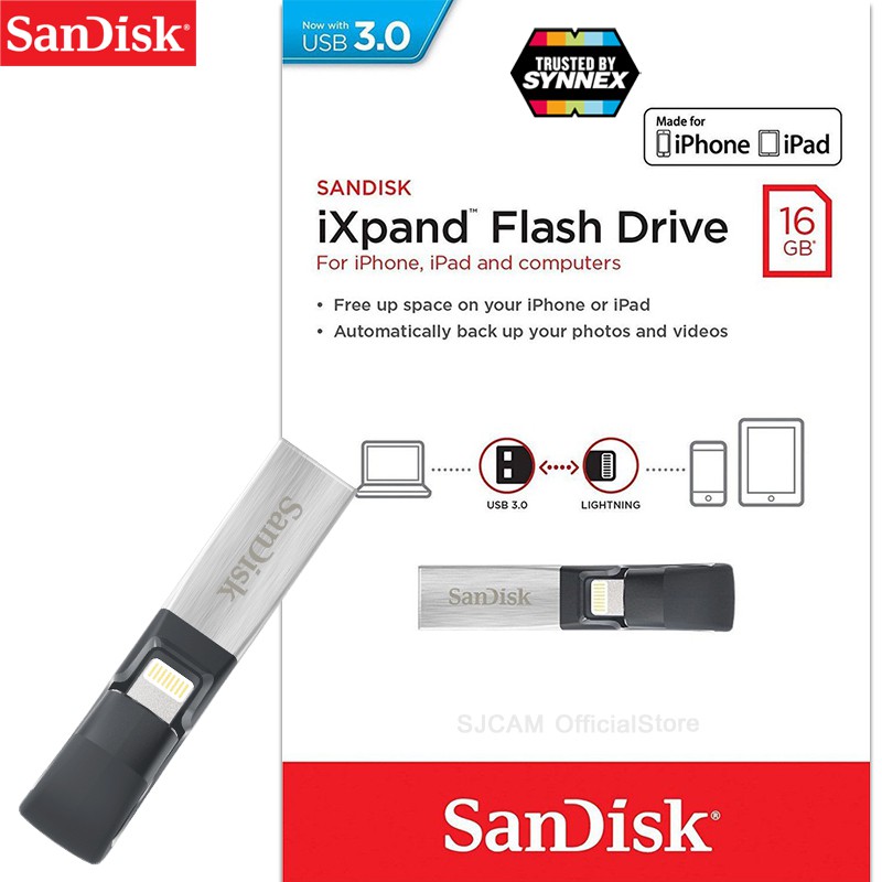 SanDisk iXpand for i Phone i Pad ipod 16GB (SDIX30N_016G_PN6NN) แฟลชไดร์ฟ สำหรับios ไอ โฟน ไอ แพด  ร