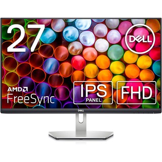 Dell S2721H 27 Inch Full HD 1080p, AMD FreeSync IPS Ultra-Thin Bezel Monitor, Built-in Speakers, Silver, Black