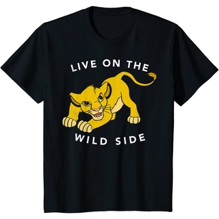 เสื้อยืด พิมพ์ลาย Disney Lion King Simba Live On The Wild Side Fierce สําหรับผู้ชาย