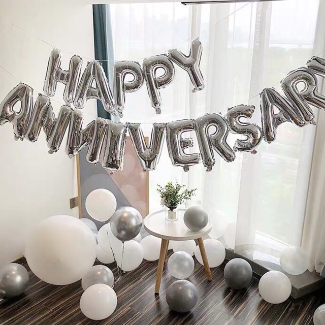 - ลูกโป่งตัวอักษร Happy Anniversary ขนาด 16 นิ้ว