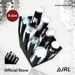 JRL ที่ใส่แก้วและฝาแก้ว วัสดุอคริลิคแบบเอียง จำนวน 8 ช่อง (สีดำใส/ใส)