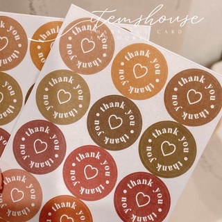 THANK YOU STICKER สติ๊กเกอร์ขอบคุณ สีเอิร์ธโทน สติ๊กเกอร์วงกลม สติ๊กเกอร์ตกแต่ง สไตล์มินิมอล