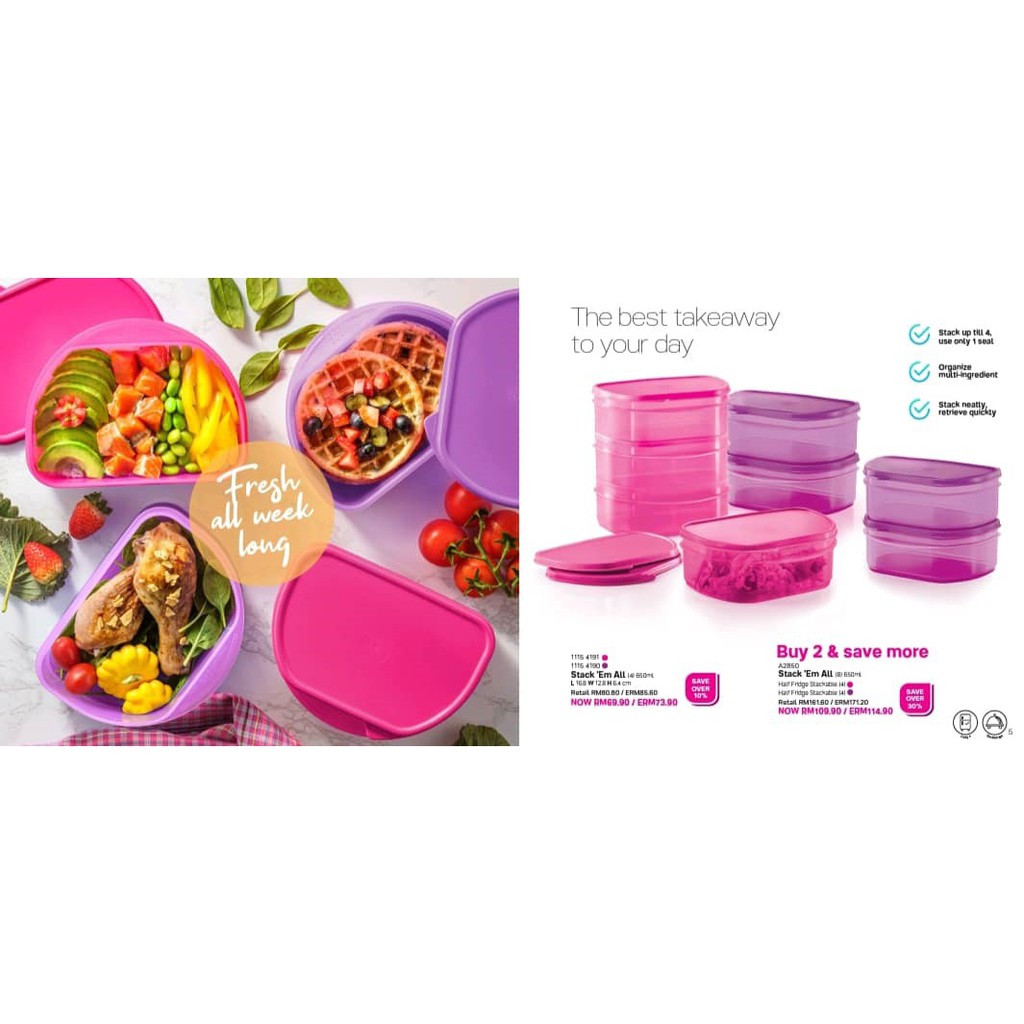 Tupperware Stack Em All 650mL [8pcs] ซื้อ 2 และประหยัดมากขึ้น