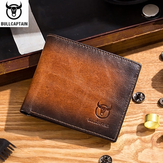 กระเป๋าสตางค์ กระเป๋าตังค์ผู้ชาย หนังแท้  BULLCAPTAIN 05 RFID shielding Mens leather wallet double-fold slim wallet multi-card card package ID bag