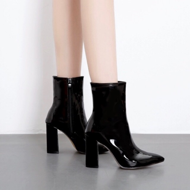 chloe.store  พร้อมส่ง 36-44  รองเท้าบูทส้นสูงสีเงินเงา ดำเงา ราคา ถูกที่สุด ดีลบีเคเค แกลเลอรีภาพที่ 8
