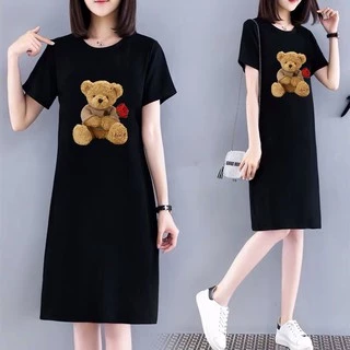 ใหม่ ดุดันใส่สบายไม่เกรงใจใคร แฟชั่นชุดเดรสแขนสั้นยึดหยุ่นผ้านุ่มแซงทุกเสื้อผ้าแฟชั่น