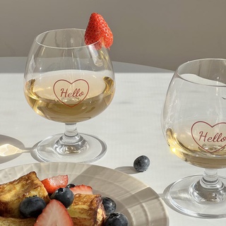 [ใหม่] แก้วไวน์ hello แก้วคาเฟ่ ของจริงน่ารักมากเลยค่า ขนาด 410 ml