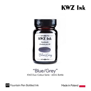 KWZ "Blue/Grey" Duo-Colour Ink 60ml Bottle - หมึกปากกาหมึกซึมคาวูเซต ขวดขนาด 60 มล.