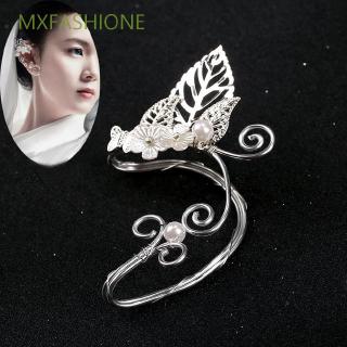mxfashione เครื่องประดับต่างหูรูปดอกไม้ประดับมุก