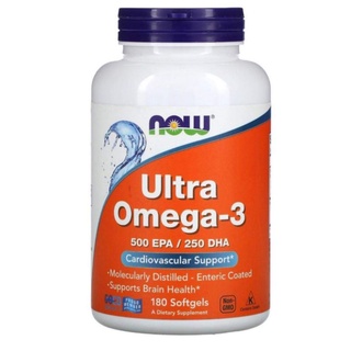 น้ำมันปลา Now Foods, Ultra Omega 3 D, 180 Fish Softgels , 1000 mg, Fish oil ของแท้จากUSA หมดอายุ 01/26