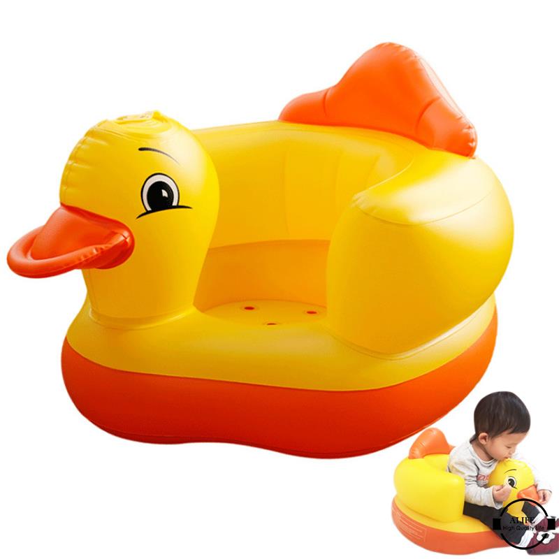 Yellow Duck Inflatable Baby Bath Chair & Learning Seat - 60kg Capacity, Round Bottom (50x50x50cm)