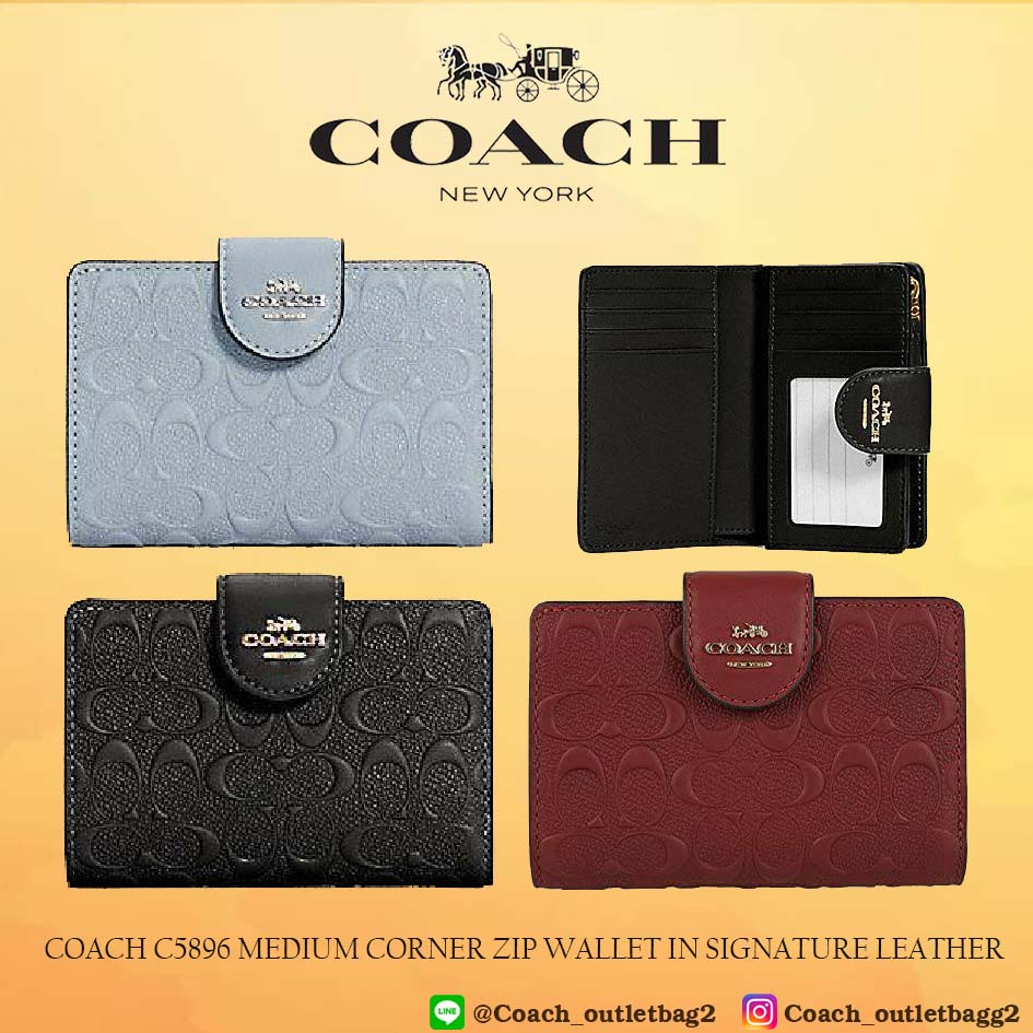 COACH C5896 MEDIUM CORNER ZIP WALLET IN SIGNATURE LEATHER