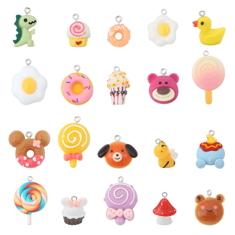 4 ชิ้น / แพ็ค น่ารัก เป็ด ผึ้ง สัตว์ อมยิ้ม โดนัท เรซิน จี้ ต่างหู DIY สร้างสรรค์ แฟชั่น เครื่องประดับ อุปกรณ์