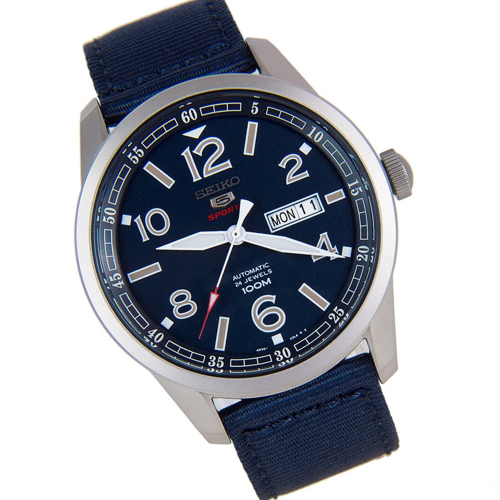 Seiko 5 Sports new millitary นาฬิกาผู้ชาย สายผ้าร่มน้ำเงิน Automatic รุ่นSRP623K1