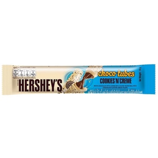 เฮอร์ชีย์ เวเฟอร์เคลือบช็อกโกแลตสอดไส้คุกกี้แอนด์ครีม Hershey Choco Tubes Cookies &amp; Cream 18g