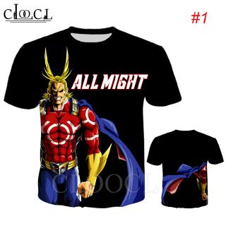 HX มายฮีโร่ อคาเดเมีย My Hero Academia All Might 3D พิมพ์แฟชั่นเสื้อยืดเสื้อเชิ้ตลายฤดูร้อนบนเสื้อยืด แขนสั้น