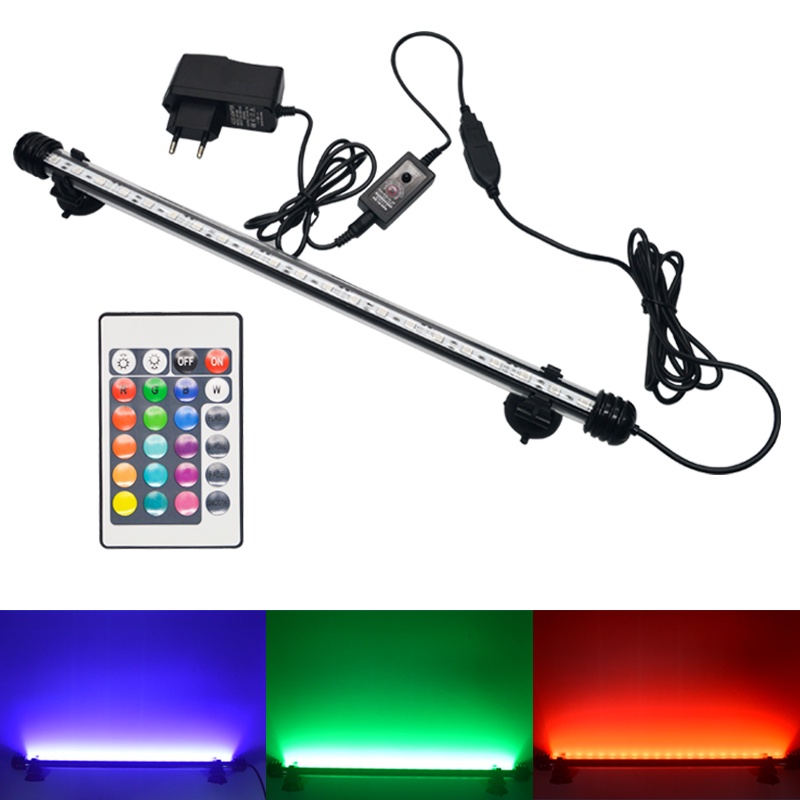 กันน้ํา RGB Aquarium Light ถังปลา LED Submersible Light โคมไฟ 19-49 ซม.ใต้น้ํา Aquarium โคมไฟตกแต่ง 110 V-220 V