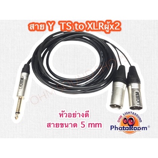 สาย Y TS  to XLRผู้x2 1/4 ราคาประหยัด 5 mm สายไมค์ สาย แจ็ค กีต้าร์ สายแยก