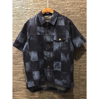 SALE เสื้อเชิ้ตแขนสั้น SHORT-SLEEVED SALT PRINT DENIM SHIRT 21-22 Size S