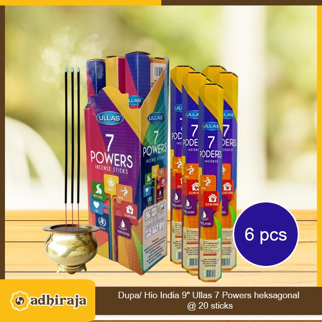 ธูปอินเดีย 9" Ullas 7 Powers หกเหลี่ยม @ 20 แท่ง (6 ชิ้น/กล่อง)