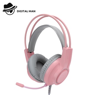 H200 Pink ชุดหูฟังสำหรับเล่นเกม ชุดหูฟังโทร หูฟังพร้อมไมโครโฟน Gaming Headset #Digital Man