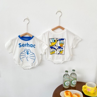 ชุดจั๊มสูทรอมเปอร์ แขนสั้น ลายการ์ตูน แฟชั่นฤดูร้อน สําหรับเ…