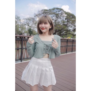 Sexy crop - เสื้อครอปแขนยาว ผูกโบว์หน้าอก สุดเซ็กซี่ สำหรับผู้หญิง