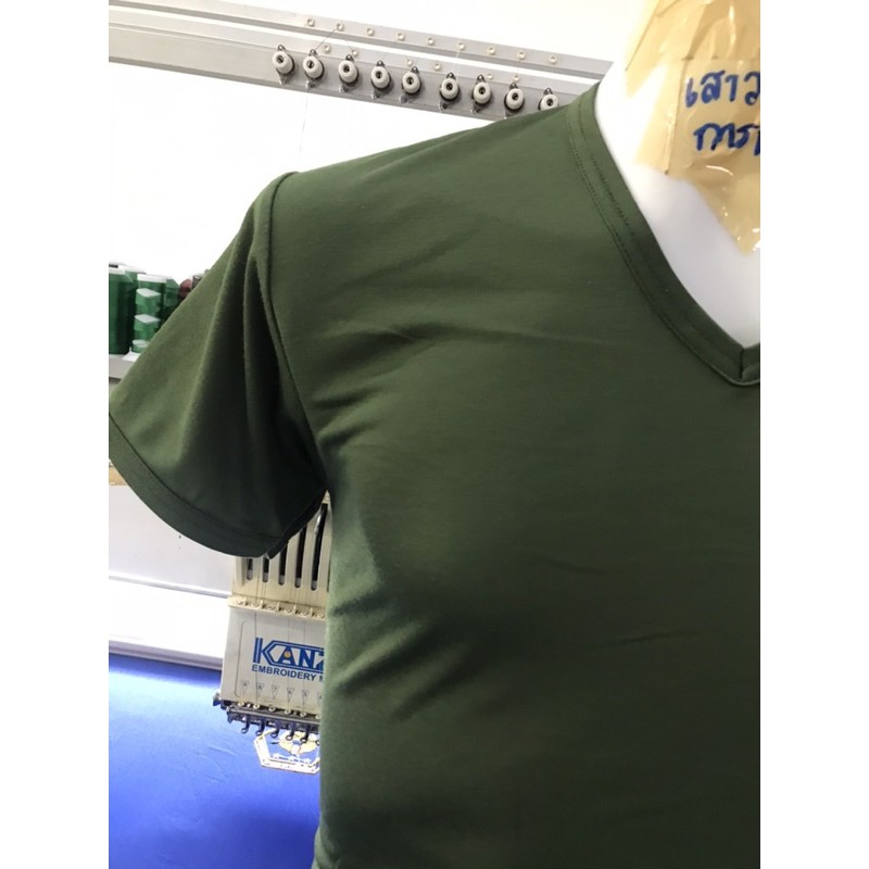 เสื้อรองในทหารสีเขียวทหารบก คอวี สุดดดดดเท่ ผ้ายืดไม่ย้อย ไม่ยับ ไม่ต้องรีด สุดเท่ ราคา ถูกที่สุด ดีลบีเคเค แกลเลอรีภาพที่ 2