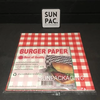 กระดาษห่อเบอร์เกอร์ (Burger paper) #ลายสก๊อต ขนาด 12x12 นิ้ว(100ใบ/แพ็ค)-food grade