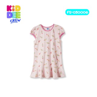 KiddeeCrew เสื้อกระโปรงแขนตุ๊กตาเด็กสีชมพูลายไอศครีม Pink Ice Cream Doll Tunic Top  เหมาะสำหรับอายุ 1-8 ปี