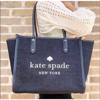 🎀 (สด-ผ่อน) กระเป๋าผ้า 16 นิ้ว K6082 Kate Spade Large Ella Tote in Denim