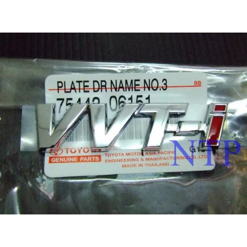 แท้ศูนย์ VVT-i [VVTI] 1 ชิ้น 1.8×7 cm ป้าย โลโก้ TOYOTA logo ชุบโครเมี่ยม สำหรับ โตโยต้า FOR TOYOTA โลโก้ห้าง vvt i