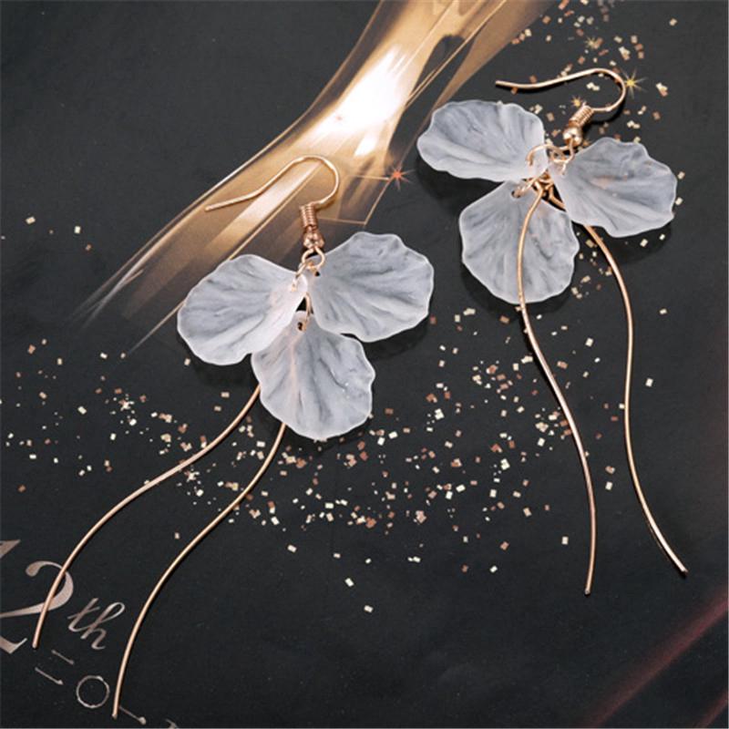 Korea Flower-shaped Tassel Long Earrings Women Jewelry