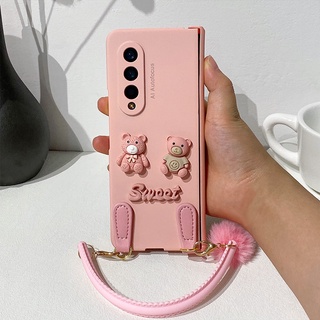 เคสพลาสติกแข็ง ลายหมีน่ารัก สําหรับ Samsung Galaxy Z Fold 3 Fold 2 Fold4 5G Fold 4