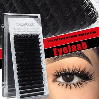 NAGARAKU Matte สีสีเทาขนตาปลอม Ellipse Eyelash Extensions Premium Mink Flat Lashes แยกเคล็ดลับ Ellipse Eyelashes