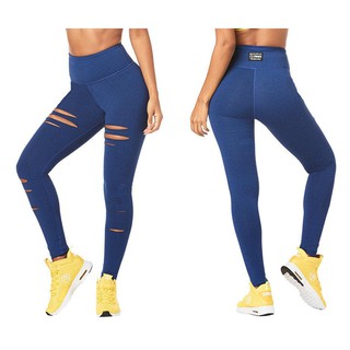 Zumba High Waisted Slashed Long Leggings (กางเกงเลคกิ้งออกกำลังกายซุมบ้าและโยคะ)