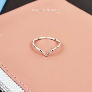 แหวนตัววี / แหวนเงินแท้ 92.5% แฟชั่น สไตล์มินิมอล เรียบๆไม่เ…