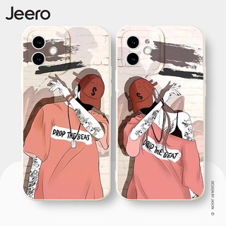 Jeero เคสคู่ เคสไอโฟน คู่รัก ขอบเหลี่ยมกันกระแทกซิลิโคนนุ่มการ์ตูนน่ารักตลก เคสโทรศัพท์ Compatible for iPhone 15 14 13 12 11 Pro Max SE 2020 X XR XS 8 7 ip 6S 6 Plus HFE1358