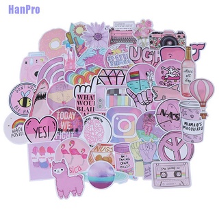 Hanpro&gt; สติกเกอร์ Kawaii สีชมพู สําหรับตกแต่งกระเป๋าเดินทาง แล็ปท็อป 53 ชิ้น