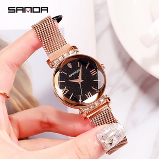 Luxury Mesh Crystal Ladies Watch Women Magnet Clasp Dress Women Watches Fashion Rose Gold Quartz Watches relogio feminin