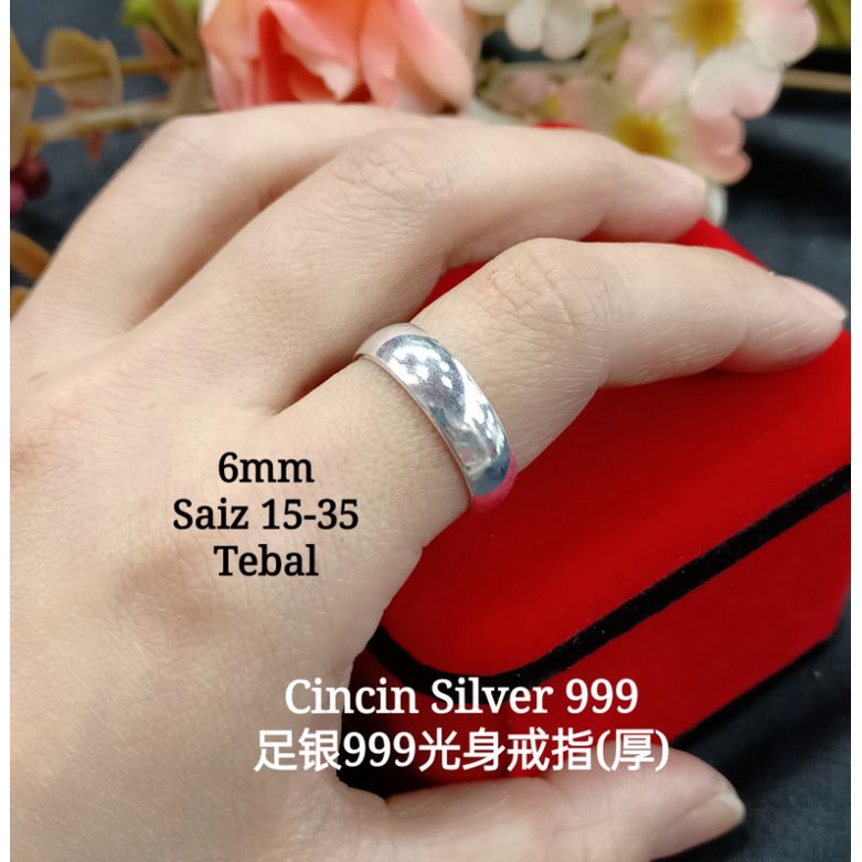 Cincin Silver แหวนเงินแท้ 999 * Unisex * Tebal 999 (รุ่นหนา)