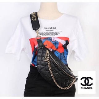 Chanel Waist Bag With Chain VIP Gift With Purchase กระเป๋าคาดอกหรือคาดเอว หนังคาเวีย