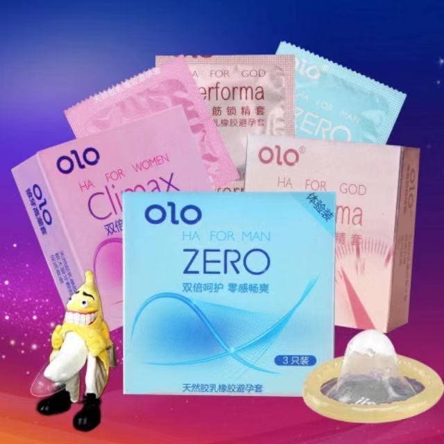 ถุงยางอนามัยบางแท้ OLO (3 ชิ้น) * ไม่ปรากฏชื่อสินค้าที่ด้านหน้า