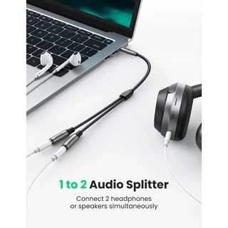 UGREEN รุ่น 50253 3.5mm Jack Earphone Aux Audio Splitter Adapter 1 Male To 2 Female Extension Sharing Speaker Cable Ada