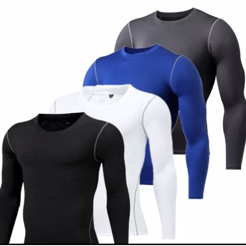 พร้องส่ง เสื้อรัดกล้ามเนื้อแขนยาวผู้ชาย ผ้าdryfit แห้งเร็ว กระชับกล้ามเนื้อ ใส่ออกกำลังกาย/ว่ายน้ำ