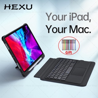 Hexu เคสคีย์บอร์ดบลูทูธไร้สาย พร้อมไฟแบ็คไลท์ LED ถอดออกได้ อเนกประสงค์ สําหรับ IPad Pro 11 12.9 Air3 10.5 8th 9th 10.2 Air5 Air4 10.9 10th นิ้ว 2022