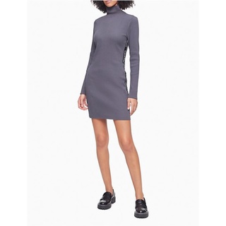 เดรส CalvinKlein Logo Tape Ribbed Mock Neck Zip Dress