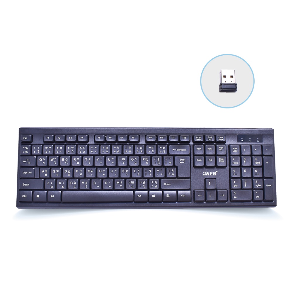 แท้100% OKER Keyboard K-199 Wireless Desktop 2.4GHz คีย์บอร์ด ไร้สาย Full Size #CC 199 #7
