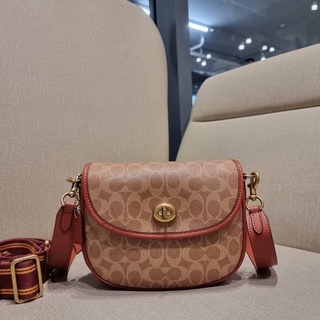 COACH CA093 WILLOW SADDLE BAG IN SIGNATURE CANVAS