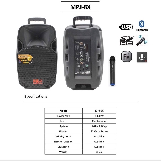 PROPLUS MPJ8X ลำโพงอเนกประสงค์ MPJ-8 ไมค์ลอย แบบถือ1ตัวชาร์จแบตได้ในตัว รับบลูทูธได้